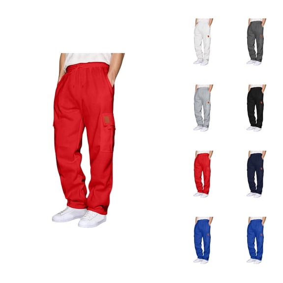 Cargo Sweatpants for Men 2026 Fall Winter Fashion Drawstring Elastic Waist Casual Pants Trousers with Pockets