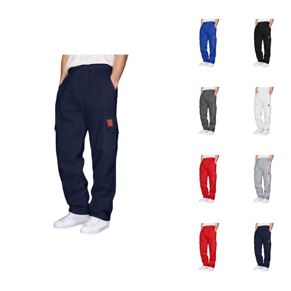 Cargo Sweatpants for Men 2026 Fall Winter Fashion Drawstring Elastic Waist Casual Pants with Pockets Trousers