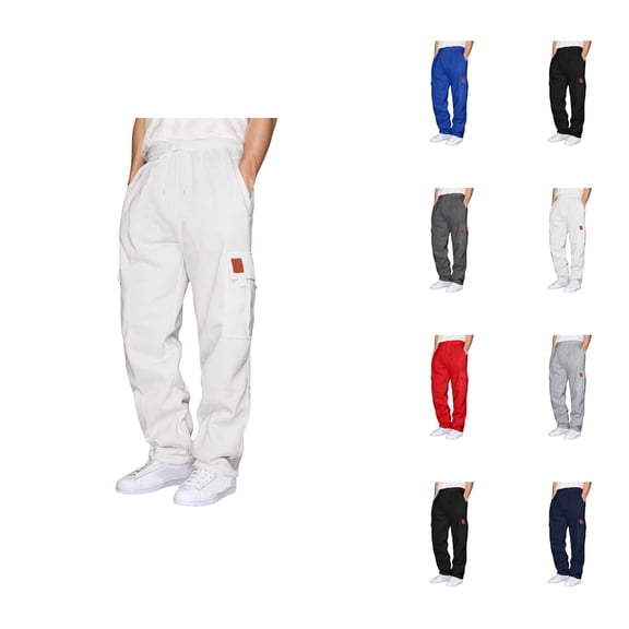 Cargo Sweatpants for Men 2026 Fall Winter Fashion Drawstring Elastic Waist Casual Pants with Pockets Trousers