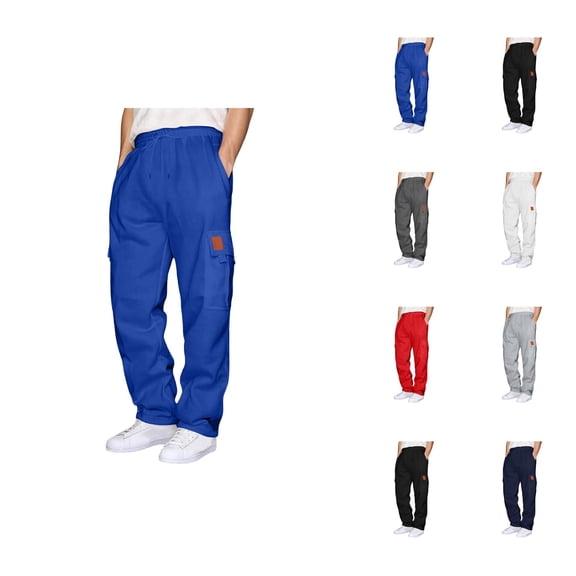 Cargo Sweatpants for Men 2026 Fall Winter Fashion Drawstring Elastic Waist Casual Pants with Pockets Trousers