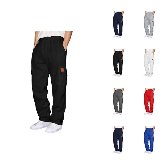 Cargo Sweatpants for Men 2026 Fall Winter Trendy Drawstring Elastic Waist Casual Pants Trousers with Pockets