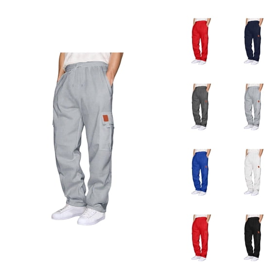 Cargo Sweatpants for Men 2026 Fall Winter Trendy Drawstring Elastic Waist Casual Pants with Pockets Trousers