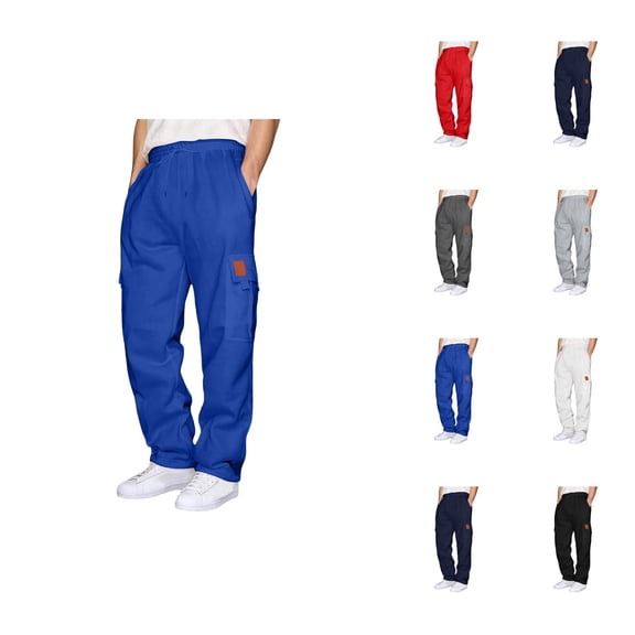 Cargo Sweatpants for Men 2026 Fall Winter Trendy Drawstring Elastic Waist Casual Pants with Pockets Trousers
