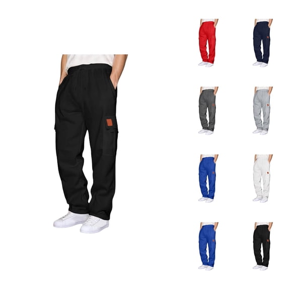 Cargo Sweatpants for Men 2026 Fall Winter Trendy Drawstring Elastic Waist Casual Pants with Pockets Trousers