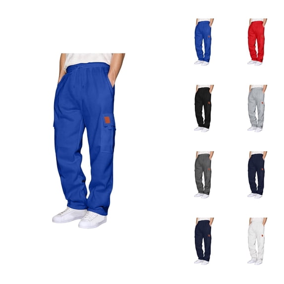 Cargo Sweatpants for Men 2026 Fall Winter Trendy Elastic Waist Drawstring Casual Pants Trousers with Pockets