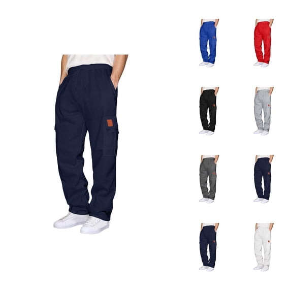 Cargo Sweatpants for Men 2026 Fall Winter Trendy Elastic Waist Drawstring Casual Pants Trousers with Pockets