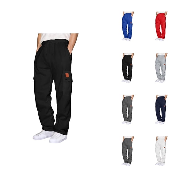 Cargo Sweatpants for Men 2026 Fall Winter Trendy Elastic Waist Drawstring Casual Pants Trousers with Pockets