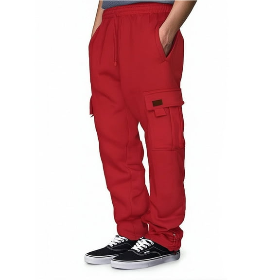 Cargo Sweatpants for Men Baggy Plus Size Drawstring Open Bottom Sweat Pants Big and Tall Workout Pants with Pocket