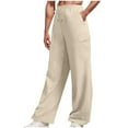thumbnail image 1 of Cargo Sweatpants for Men Casual Fleece Drawstring Elastic Waist Hiking Straight Leg Sweatpants with Pockets, Beige, M, 1 of 5