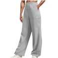 thumbnail image 1 of Cargo Sweatpants for Men Casual Fleece Drawstring Elastic Waist Hiking Straight Leg Sweatpants with Pockets, Gray, L, 1 of 5