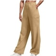 thumbnail image 1 of Cargo Sweatpants for Men Casual Fleece Drawstring Elastic Waist Hiking Straight Leg Sweatpants with Pockets, Khaki, XL, 1 of 5