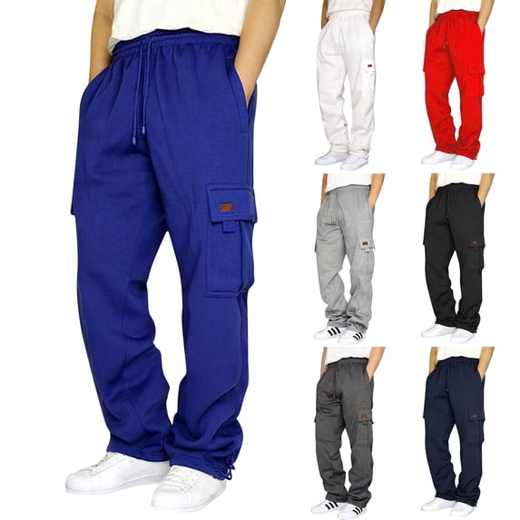 Cargo Sweatpants for Men Drawstring Baggy Sweatpants Plus Size Athletic Jogger Workout Pants with Pockets Red 5XL