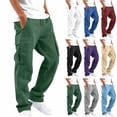 thumbnail image 1 of Cargo Sweatpants for Men Drawstring Elastic Waist Straight Leg Pants with Multi Pockets,Loose Casual Trousers for Daily Gym Wear, 1 of 5