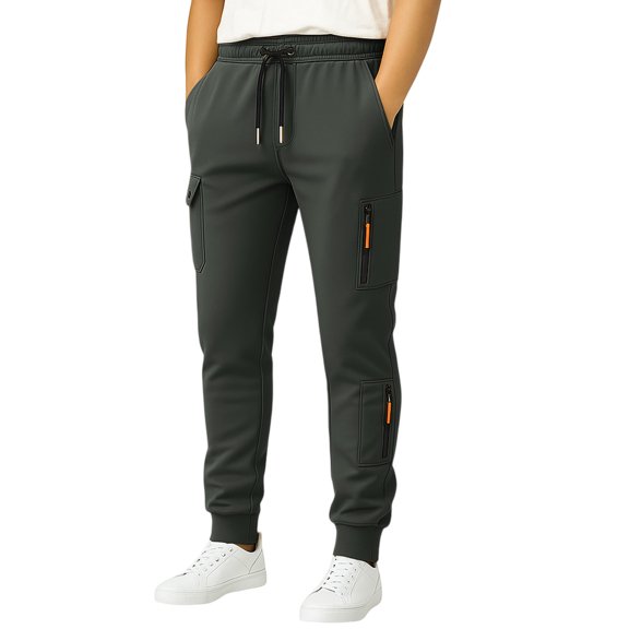 Cargo Sweatpants for Men Drawstring Waist Baggy Jogger Sweatpants with Cargo Pockets Gym Athletic Drawstring Joggers (XL, Dark Gray)