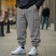 thumbnail image 1 of Cargo Sweatpants for Men Elastic Waisted Travel Jogger Pants Drawstring Athletic Trousers with Pockets New Workout Pants Men Gray L, 1 of 6