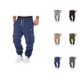 thumbnail image 1 of Cargo Sweatpants for Men Fall Winter Plain Straight Leg Drawstring Joggers with Pockets Mens Casual Pants Trousers, 1 of 6