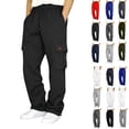 thumbnail image 1 of Cargo Sweatpants for Men Heavyweight Fleece Open Bottom Straight Leg Sweatpant Pockets Plus Size Big and Tall Joggers Black M, 1 of 6