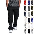 thumbnail image 1 of Cargo Sweatpants for Men Heavyweight Fleece Open Bottom Straight Leg Sweatpant Pockets Plus Size Big and Tall Joggers Black XL, 1 of 6
