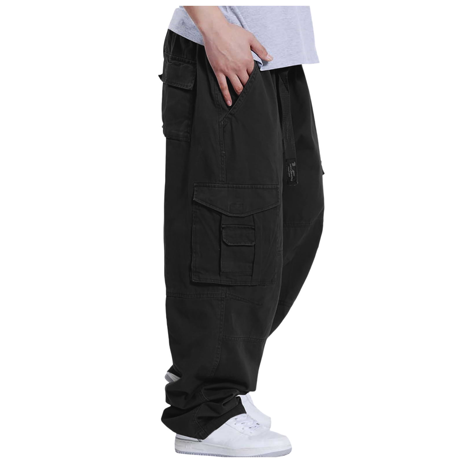 【KOOLOSET】Big Cargo Bermuda Sweatpants Cargo Sweatpants for Men Men's Casual Fashion Hop Baggy
