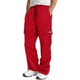 thumbnail image 1 of Cargo Sweatpants for Men - Men's Casual Fleece Cargo Sweatpants Loose Fit Open Bottom with Pockets Drawstring Waist Hiking Joggers​ Red L, 1 of 3