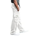 thumbnail image 1 of Cargo Sweatpants for Men Multi Pockets Cotton Straight Leg Sweatpants Outdoor Baggy Drawstring Joggers Hiking Pants White 5XL, 1 of 5