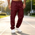 thumbnail image 1 of Cargo Sweatpants for Men with Cuffed Hem Elastic Waist with Button Trousers Loose Fit Casual Jogger Outdoor Pants, 1 of 7
