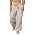 thumbnail image 1 of Cargo Sweatpants for Men with Drawstring Multi Pockets Quick Dry Light Casual Track Athletic Trouser Pants, Beige L, 1 of 7