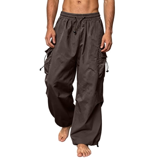 Cargo Sweatpants for Men with Drawstring Multi Pockets Quick Dry Light Casual Track Athletic Trouser Pants, Brown 3XL