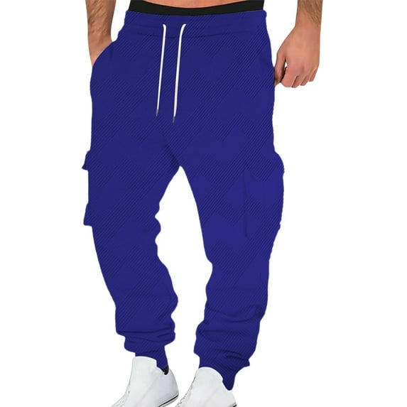 Cargo Sweatpants for Men with Multi-Pockets Joggers Pants Drawstring Elastic Waist Solid Color Tapered Leg Baggy Athletic Workout Trousers Pant