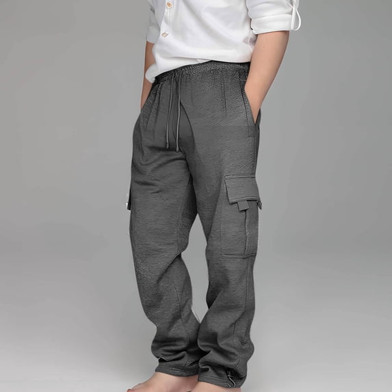 Cargo Sweatpants for Teen Boys Casual Elastic Waist Drawstring Sweat Pants Teens Active Workout Joggers with Pockets 5-6 Years
