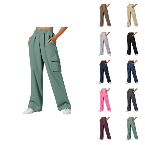 Cargo Sweatpants for Women 2025 Elastic Waist Running Yoga Workout Sweat Pants with Pockets Casual Trousers