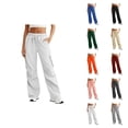 thumbnail image 1 of Cargo Sweatpants for Women 2026 Trendy Elastic High Waist Wide Straight Leg Loose Casual Sweat Pants with Pockets, 1 of 6