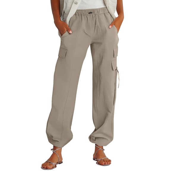 Cargo Sweatpants for Women Casual Vacation Trousers Quick Dry Baggy Stretch Loose Womens Pants Khaki