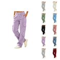 thumbnail image 1 of Cargo Sweatpants for Women Fall Winter Elastic Waist Drawstring Straight Leg Casual Pants with Pockets, 1 of 5