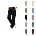 thumbnail image 1 of Cargo Sweatpants for Women Fall Winter Elastic Waist Drawstring Straight Leg Casual Pants with Pockets, 1 of 5