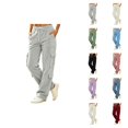thumbnail image 1 of Cargo Sweatpants for Women Fall Winter Elastic Waist Drawstring Straight Leg Casual Pants with Pockets, 1 of 5