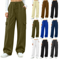 thumbnail image 1 of Cargo Sweatpants for Women Waisted Drawstring Waist Wide Leg Joggers Fall Fashion Casual Loose Pants with Pockets, 1 of 10