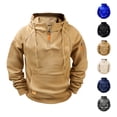 thumbnail image 1 of Cargo Tactical Hoodies for Men Quarter Zip Pullover Workout Sweatshirt Outdoor Sports Casual Khaki M, 1 of 4