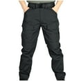 thumbnail image 1 of Cargo Tactical Pants For Men Multi-Pocket Waterproof Hiking Pants Outdoors Work No Belt Black L, 1 of 5