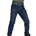 thumbnail image 1 of Cargo Tactical Pants For Men Multi-Pocket Waterproof Hiking Pants Outdoors Work No Belt Navy M, 1 of 8