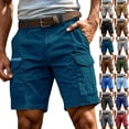 thumbnail image 1 of Cargo Tactical Work Shorts for Men 7 Inch Inseam Elastic Waist Stretch Relaxed Fit Multi Pockets Ripstop Summer Outdoor Hiking Casual Shorts ,3XL,Blue, 1 of 9