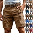 thumbnail image 1 of Cargo Tactical Work Shorts for Men 7 Inch Inseam Elastic Waist Stretch Relaxed Fit Multi Pockets Ripstop Summer Outdoor Hiking Casual Shorts ,XL,Coffee, 1 of 9