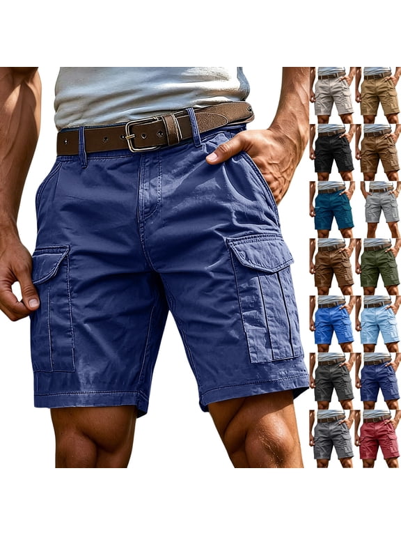 Cargo Tactical Work Shorts for Men 7 Inch Inseam Elastic Waist Stretch Relaxed Fit Multi Pockets Ripstop Summer Outdoor Hiking Casual Shorts ,M,Navy