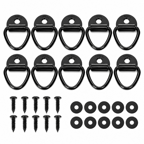 Cargo Tie-Down Anchors, 10PCS V-Ring 2" Diameter Steel V-Ring Bolt On Trailer Anchor for Cargo on Trucks Pickups Trailers Flush Mount TieDown Anchor