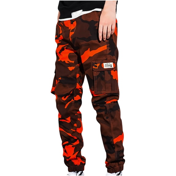 Cargo Trousers for Men Sale Clearance Camo Work Trousers Stretch Fit Elasticated Waist Combat Cargo Trousers Casual Camouflage Pants Work Utility & Safety Trousers with Pockets