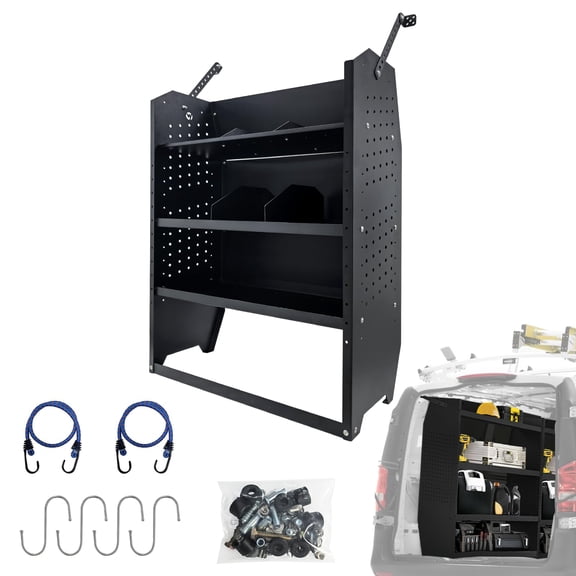 Cargo Van Shelving Storage System Low/Mid/High Roof Steel Van Shelves Fit for Ford Transit,GMC,NV,Chevy Express, Promaster,Sprinter and Metris,32" W x 46" H x 13" D
