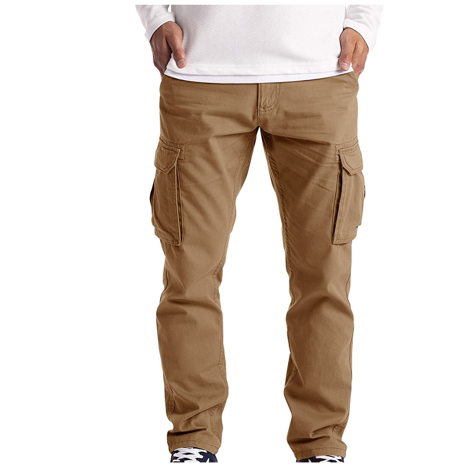 Men's Cargo Pants Cargo Trousers Drawstring Elastic Waist 6 Pocket Plain  Comfort Wearable Casual Daily Holiday Sports Fashion Black Navy Blue 2024 -  $22.99