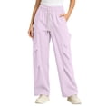 thumbnail image 1 of Cargo Wide Leg Pants for Women Ghalytn Drawstring Elastic Waist - Loose Straight Casual Trousers with Side Pockets, 1 of 5