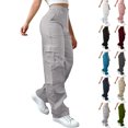 thumbnail image 1 of Cargo Work Pants For Women Casual High Waisted Wide Leg Outdoor Casual Travel Sweatpants Joggers With Side Pockets, 1 of 9