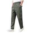 thumbnail image 1 of Cargo Work Pants for Men Cotton Baggy Cargo Joggers Pants Elastic Waist Drawstring Streetwear Trousers Slim Fit Casual Cargo Pant,Army Green,L, 1 of 5